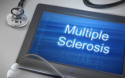 Multiple sclerosis spelled out on a tablet.