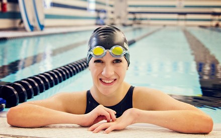 Alyssa Gialamas, a paralympic swimmer,  in the pool.
